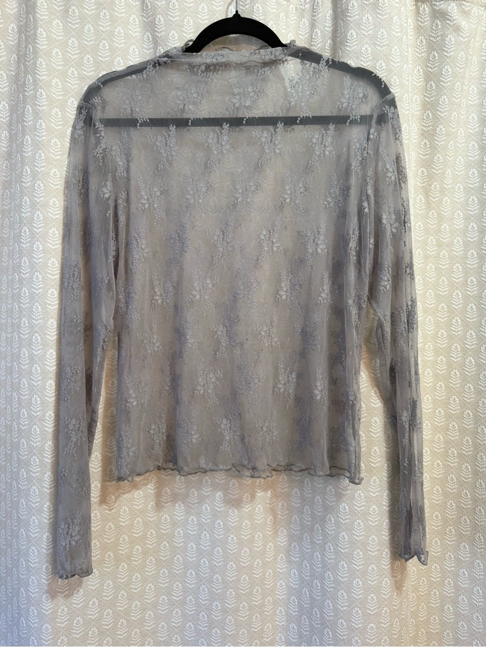 Amazon Sheer Lace Long Sleeve Top in Gray